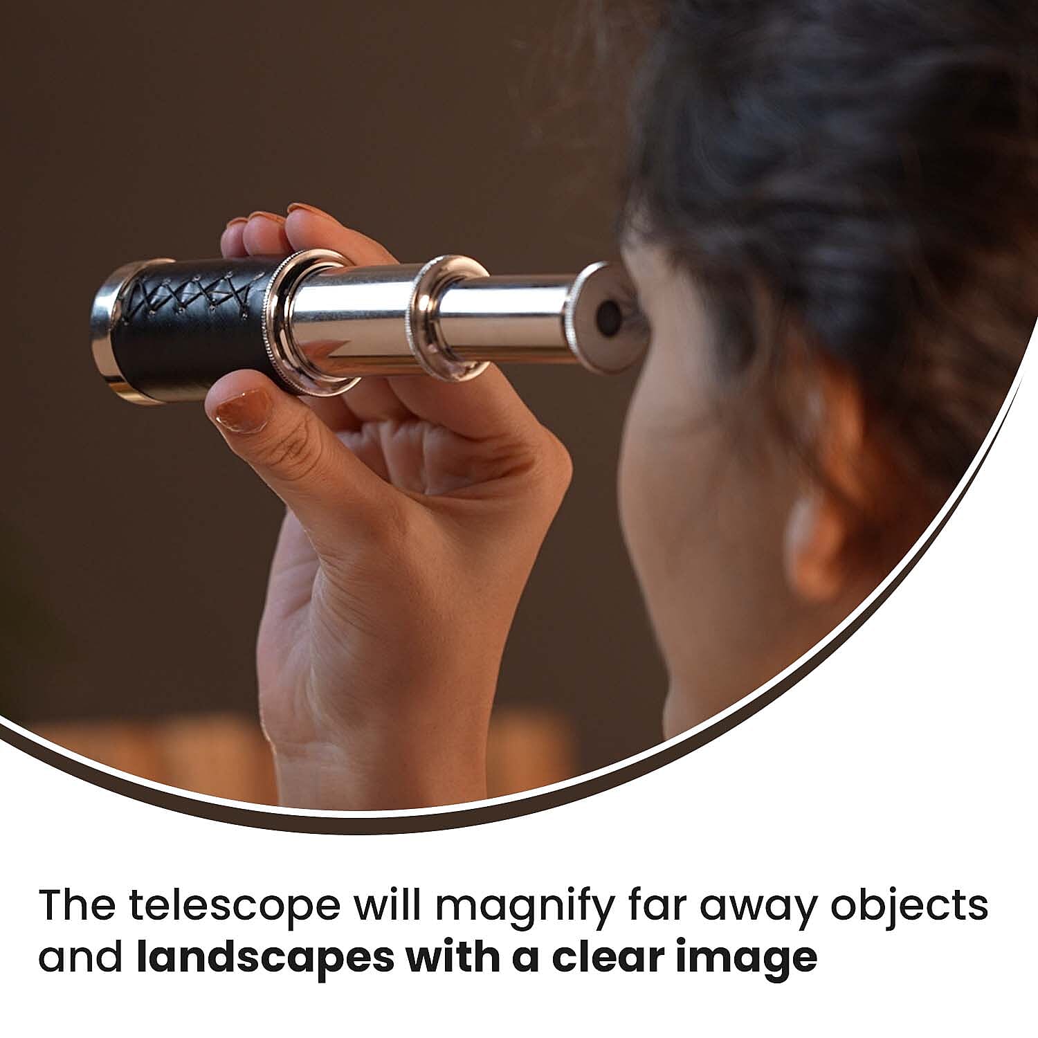 Handcrafted Fully Functional Telescope with Leather Stitched and Wooden Gift Box (Size 15x2 Cm) - Brown 6305208 4
