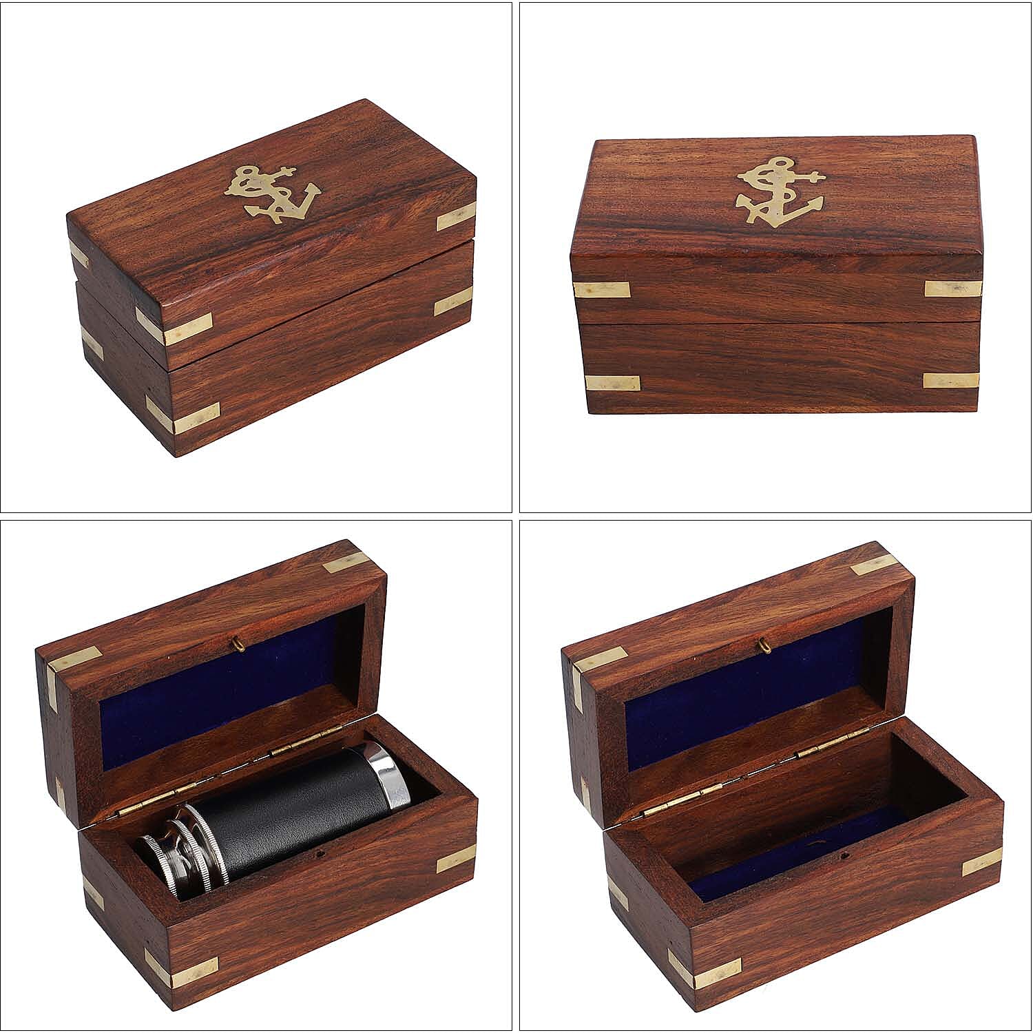 Handcrafted Fully Functional Telescope with Leather Stitched and Wooden Gift Box (Size 15x2 Cm) - Brown 6305208 5