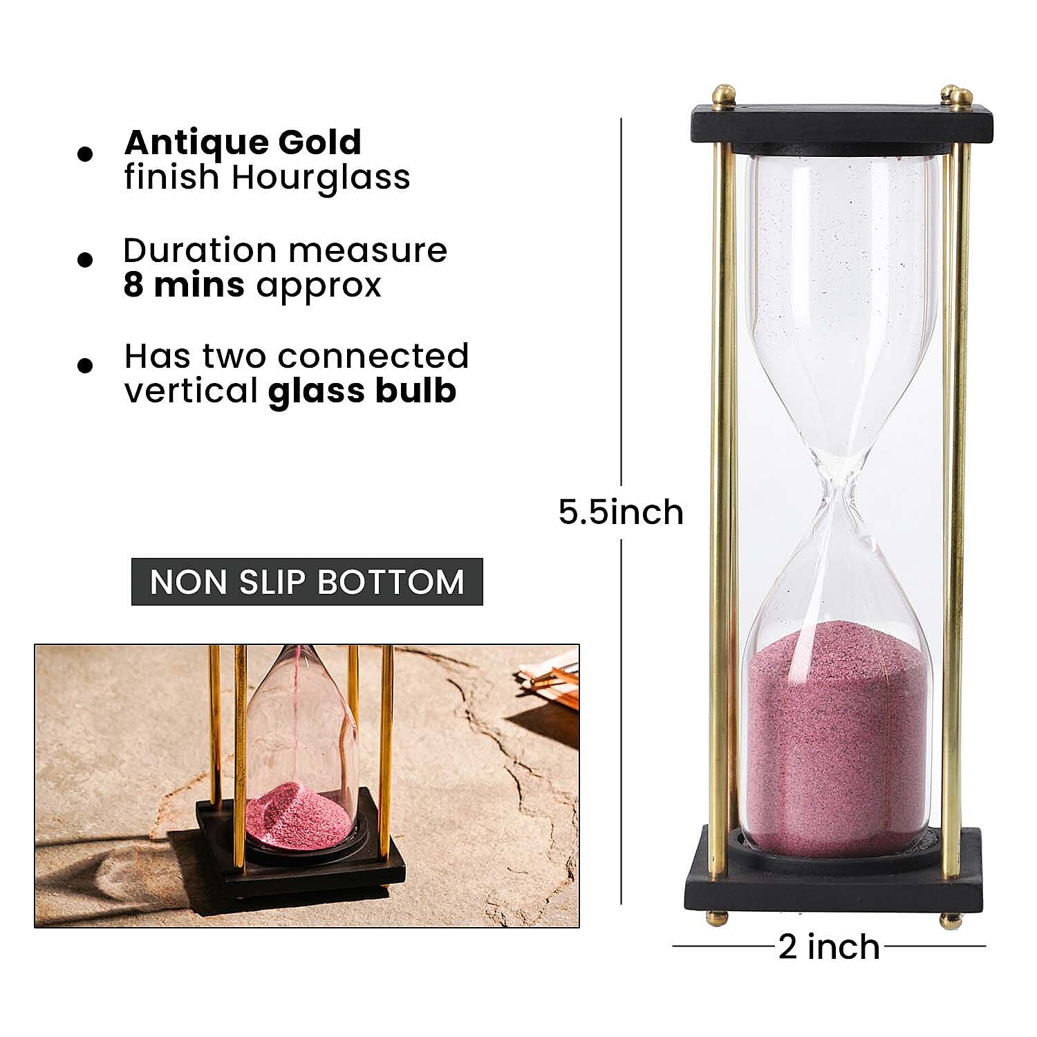 Handcrafted Purple Sand Wooden Hourglass (Duration 8 mins. Approx) 7306285 6