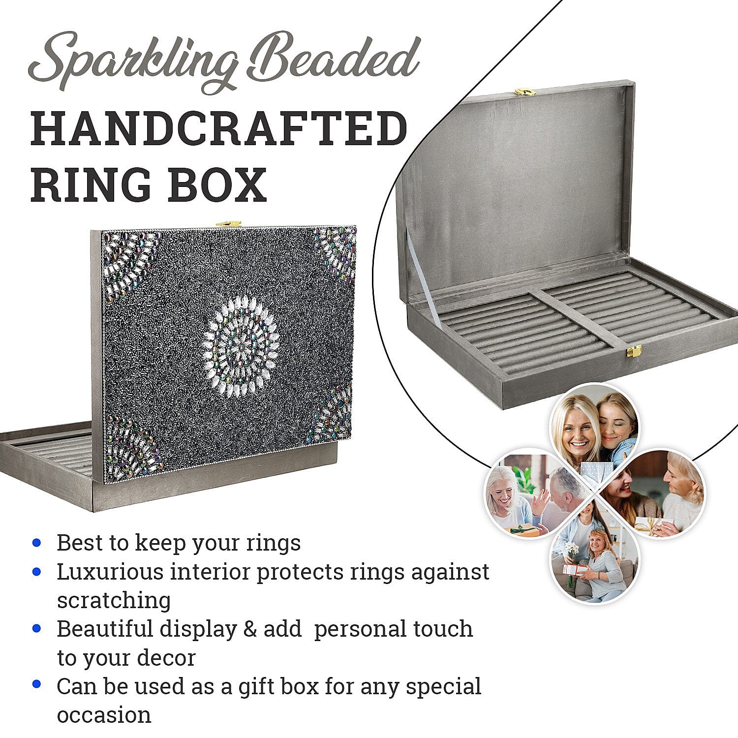 Handcrafted Ring Box (Size 34x25x5 cm) - Grey 7164734 2