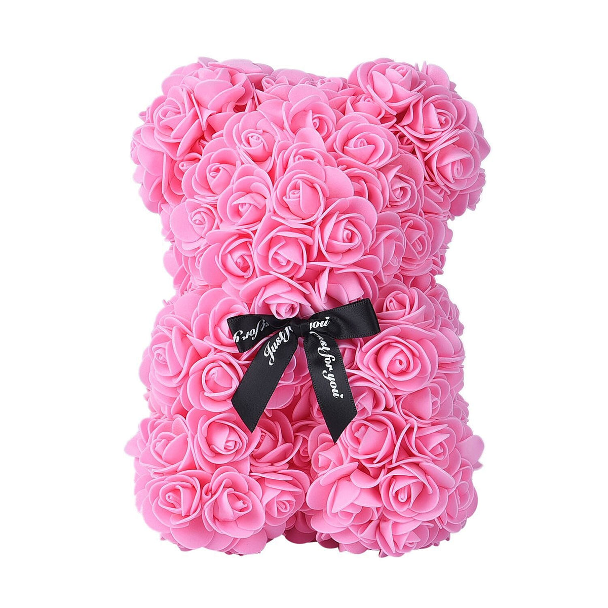 Handcrafted Rose Flower Bear with Bow - Pink V32562745 0