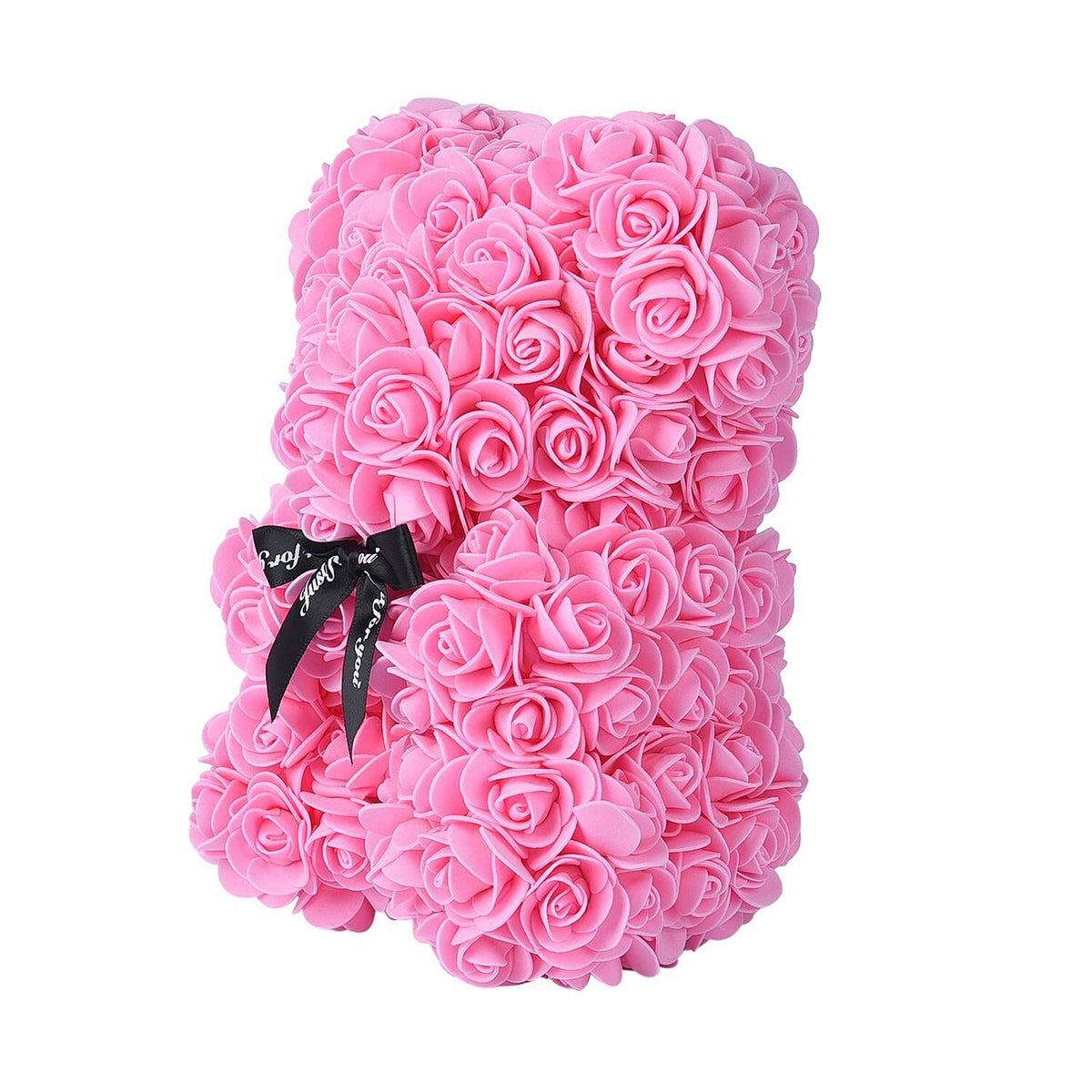 Handcrafted Rose Flower Bear with Bow - Pink V32562745 2
