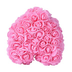 Handcrafted Rose Flower Bear with Bow - Pink