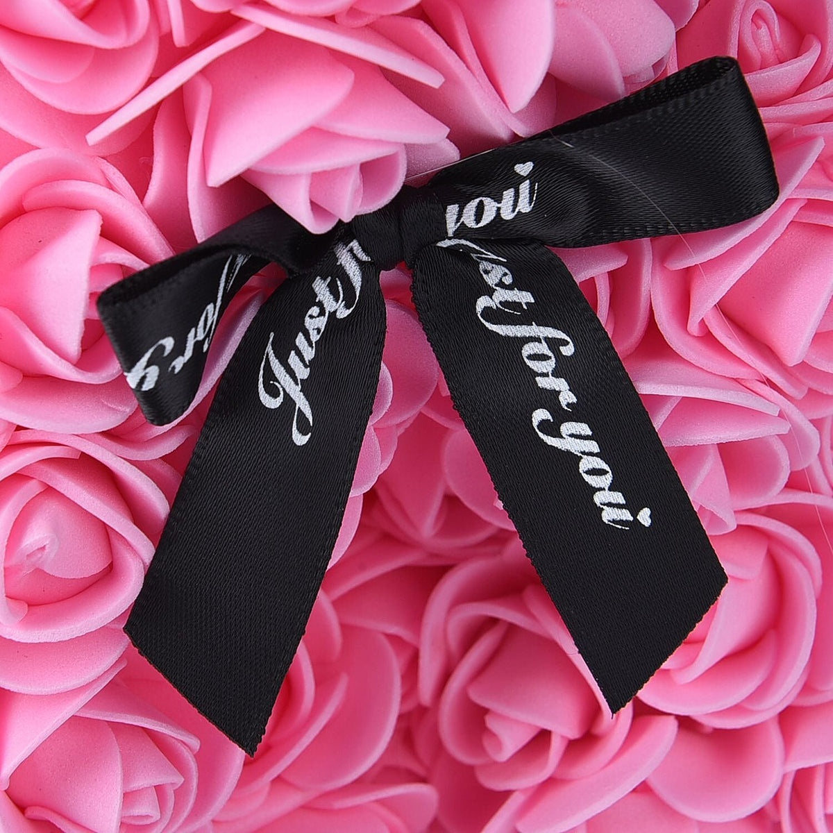 Handcrafted Rose Flower Bear with Bow - Pink V32562745 6
