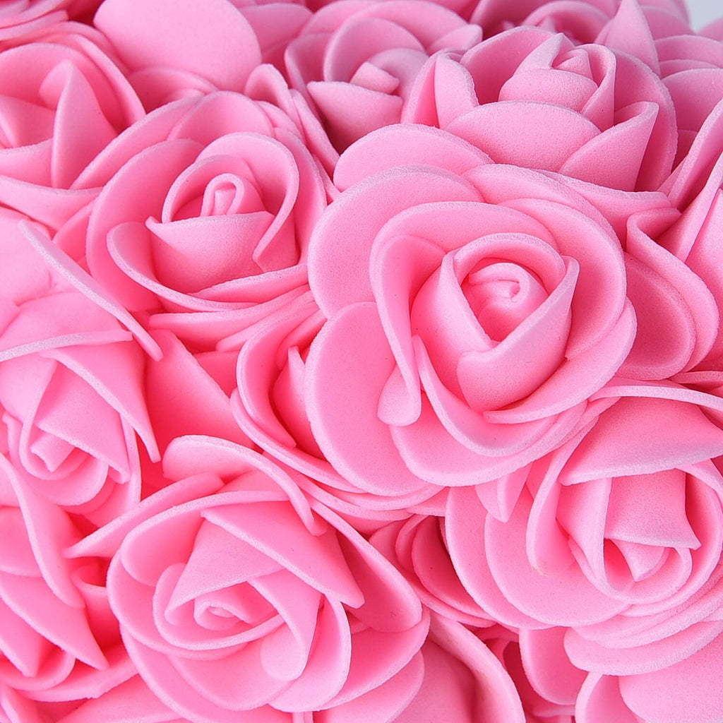 Handcrafted Rose Flower Bear with Bow - Pink