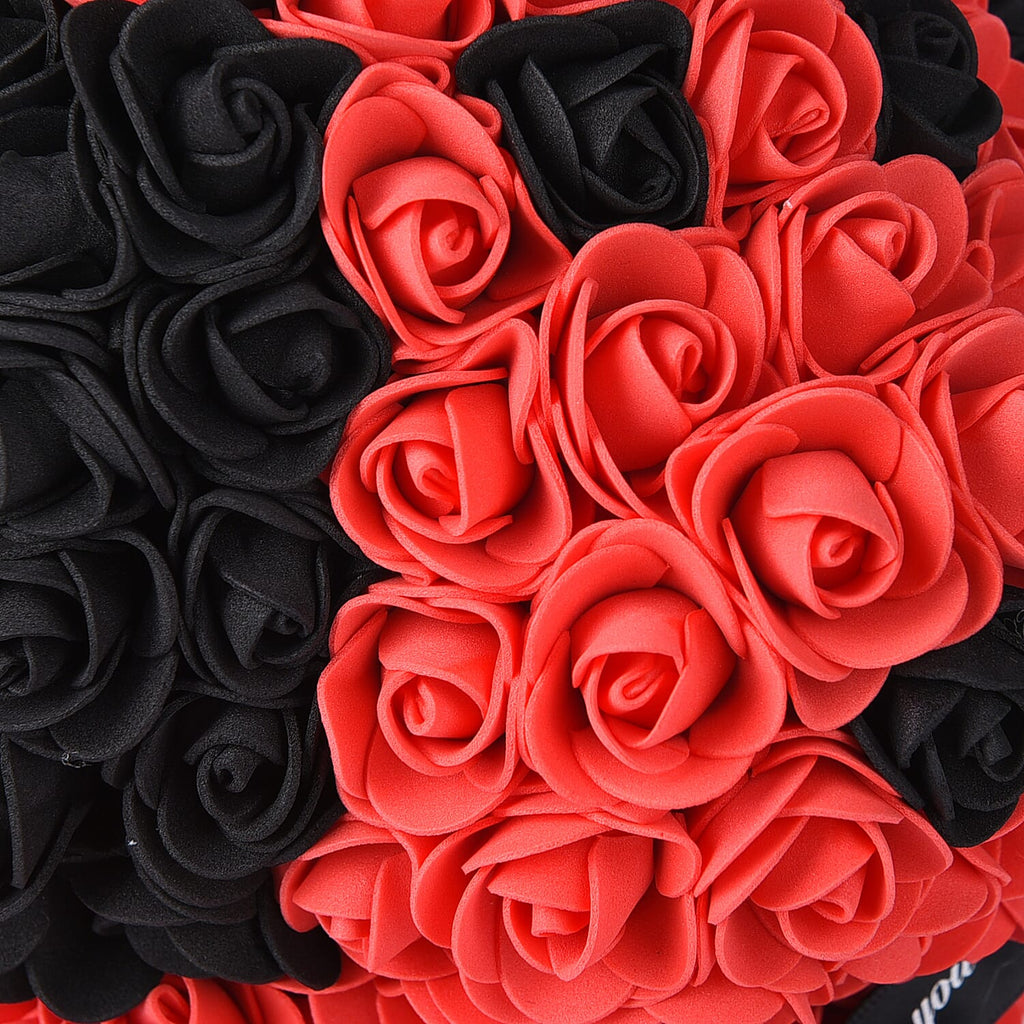 Handcrafted Rose Flower Dog with Bow (Size 28x18x17 Cm)