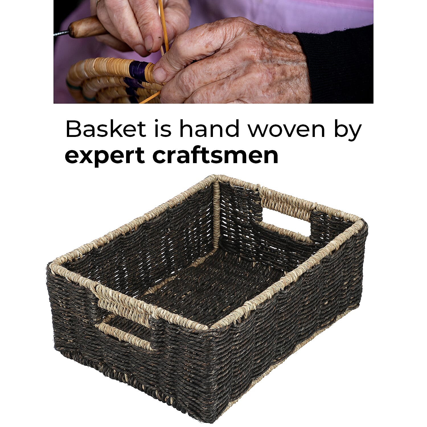 Handcrafted Sabai Grass Towel Basket for Home - Black 7886644 4