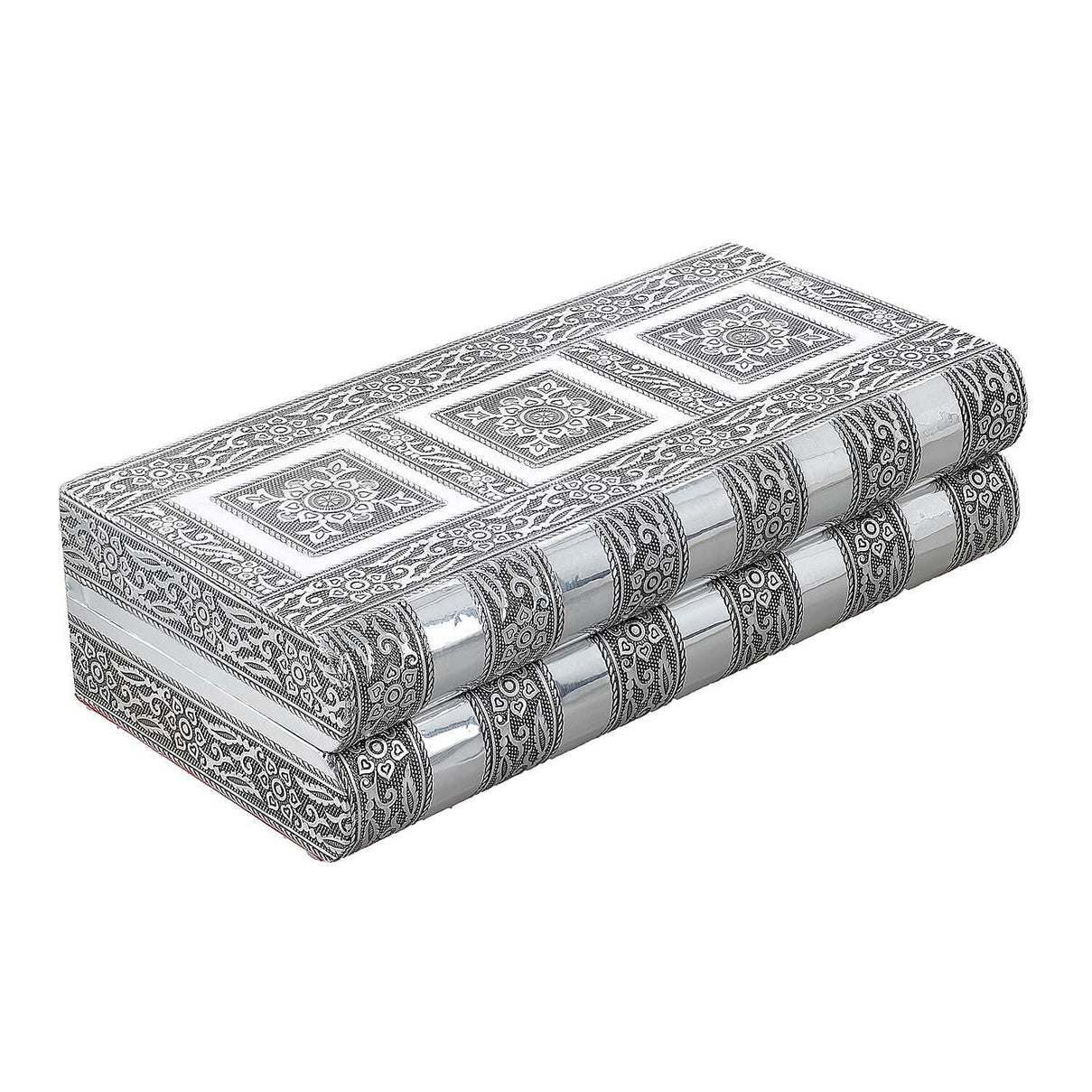 Handcrafted Oxidized Aluminium Storage/Jewelry Box with Mirror - Silver 7687319 0