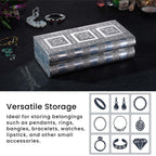 Handcrafted Oxidized Aluminium Storage-Jewelry Box with Mirror (Size 27x13x8 cm) - Silver
