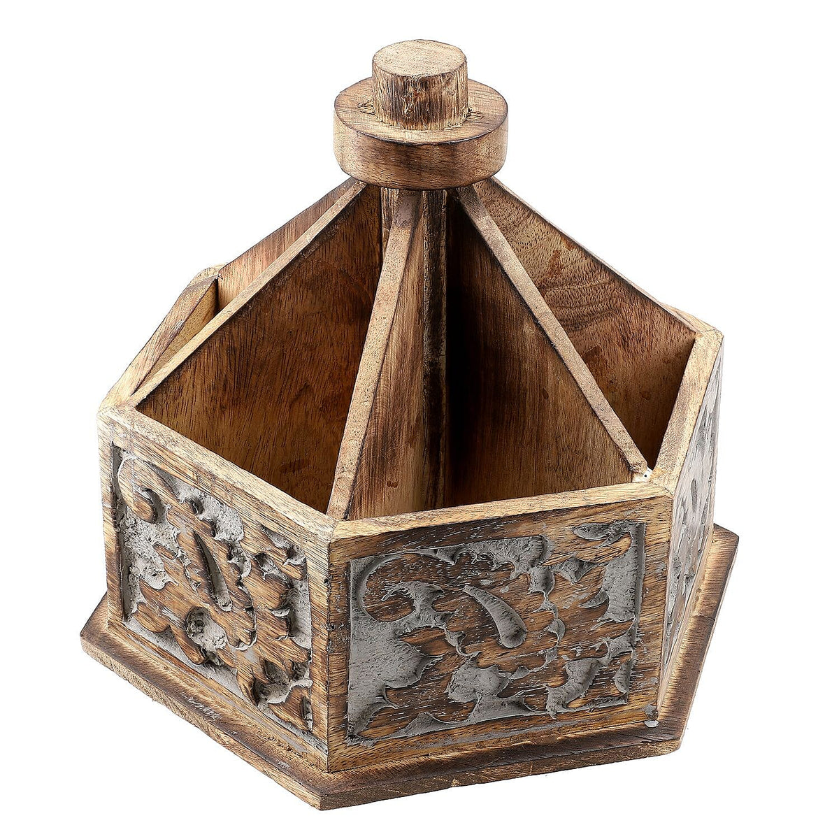 Handcrafted Wooden Carved Multipurpose Spinner for kitchen and dinning table - Brown 6489782 0
