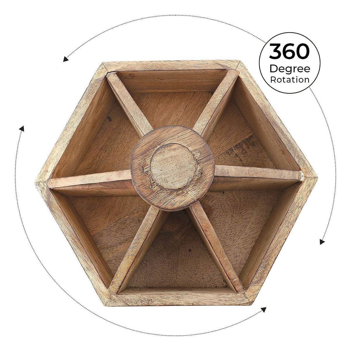 Handcrafted Wooden Carved Multipurpose Spinner for kitchen and dinning table - Brown 6489782 6