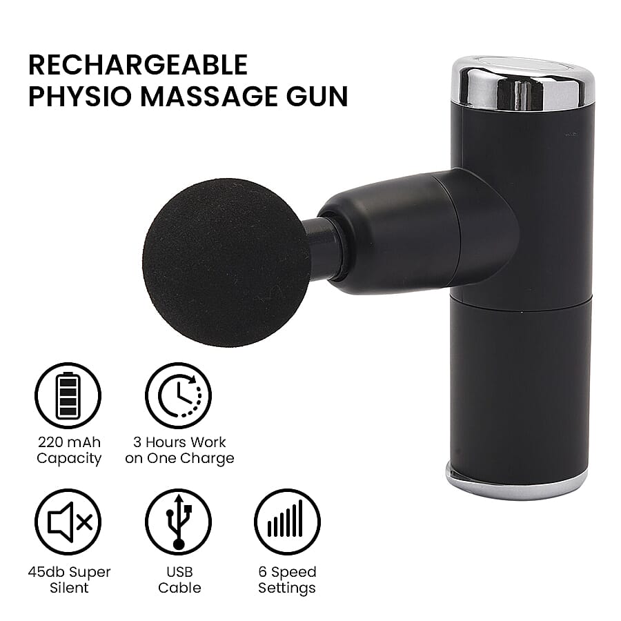 Handheld Physio Massage Gun, Body Massager Gun, Deep Muscle Portable &amp; Rechargeable Full Body Vibration Device for Pain Relief, 6 Speed â€‹â€‹Cordless 4 Detachable Massage Heads 3806898 5