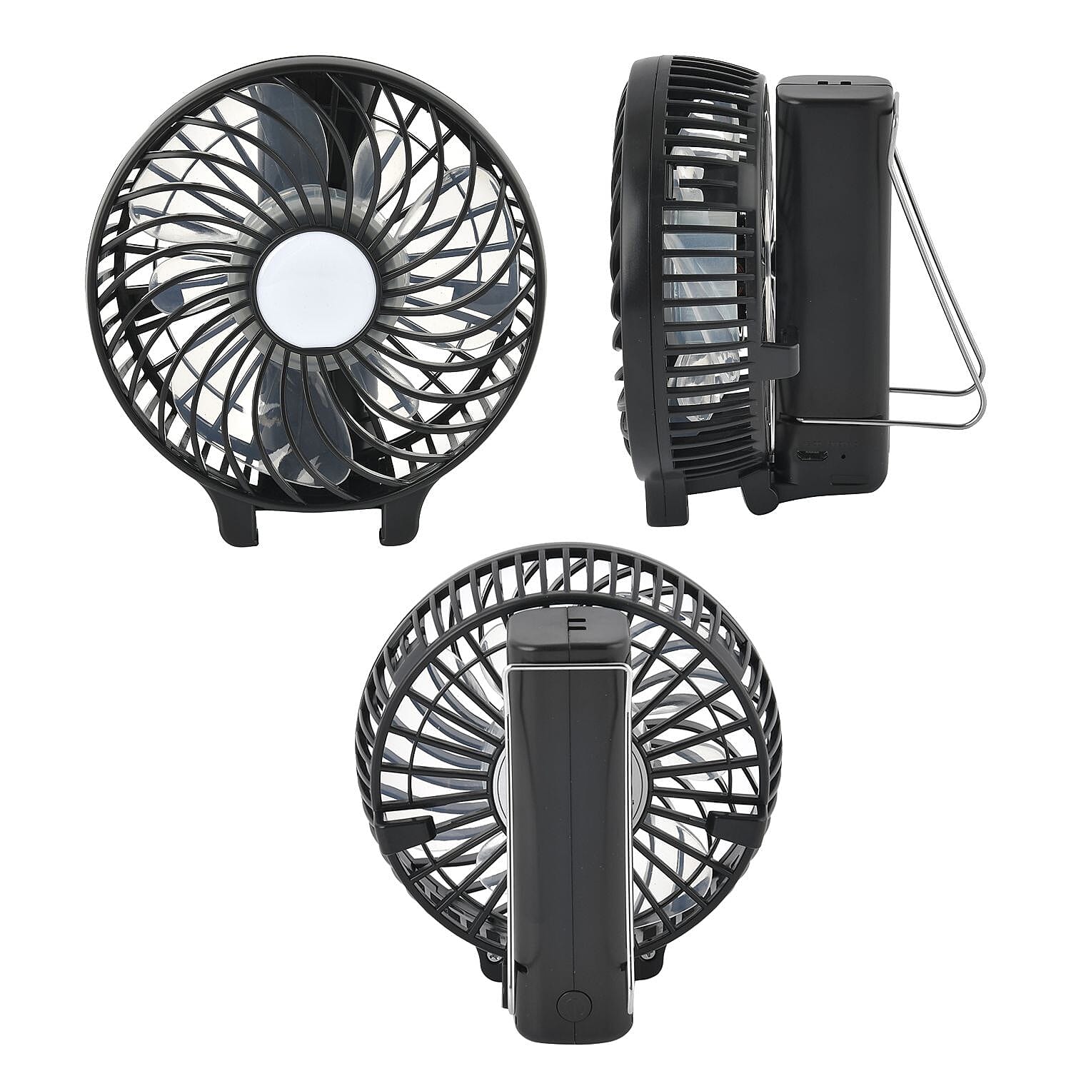 Handheld USB Rechargeable Multipurpose Fan (Size 20x10x3 cm) - Black 7389527 1