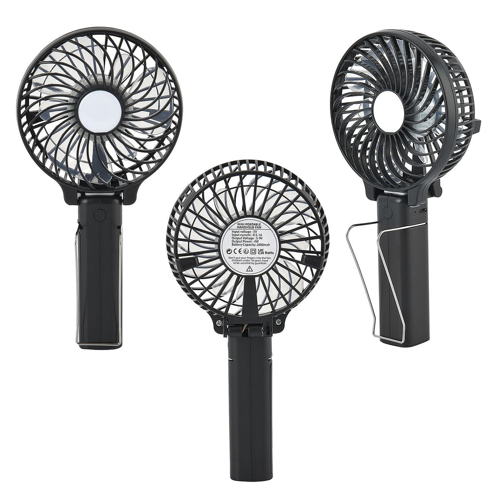 Handheld USB Rechargeable Multipurpose Fan (Size 20x10x3 cm) - Black