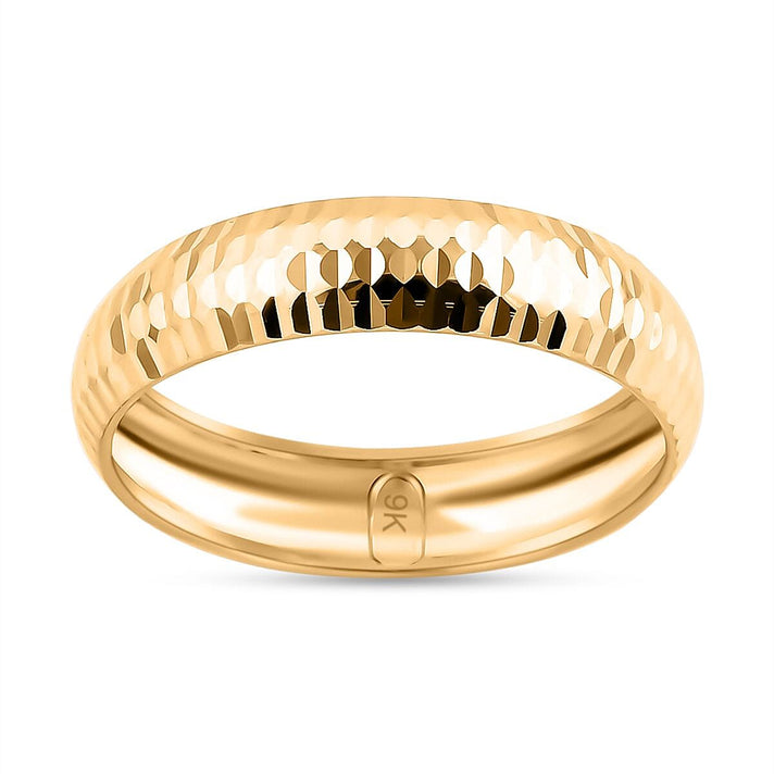 Handmade Diamond Cut Band Ring in 9K Yellow Gold 7615902 1
