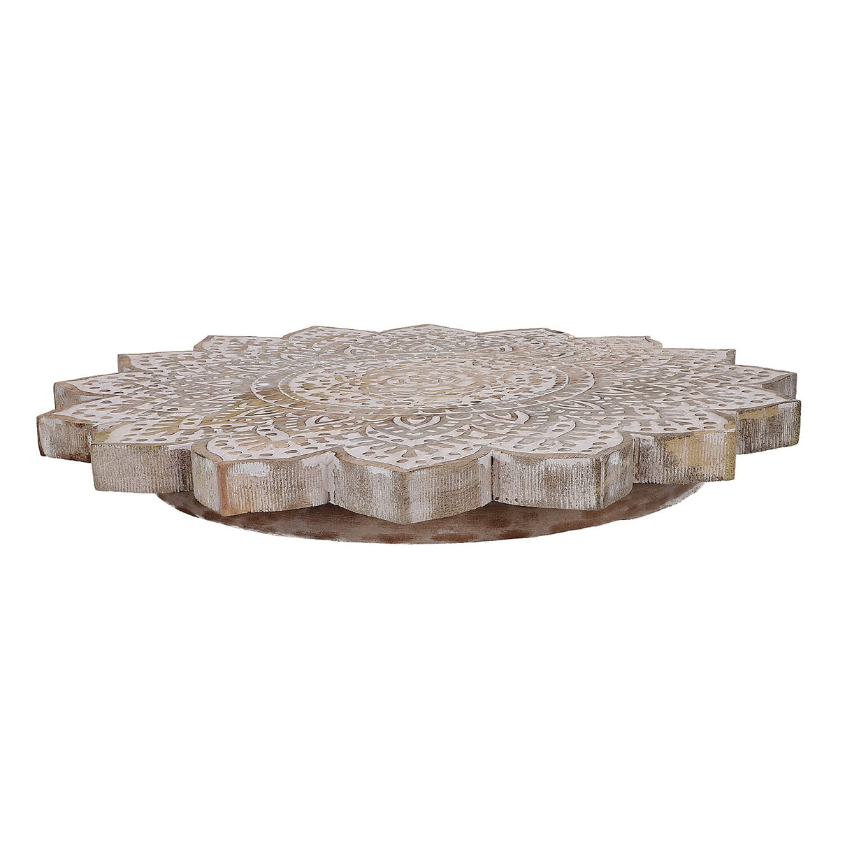 Handmade Mango Wood Carved Rotating Tray (Dia 40.62cm) 3519045 3