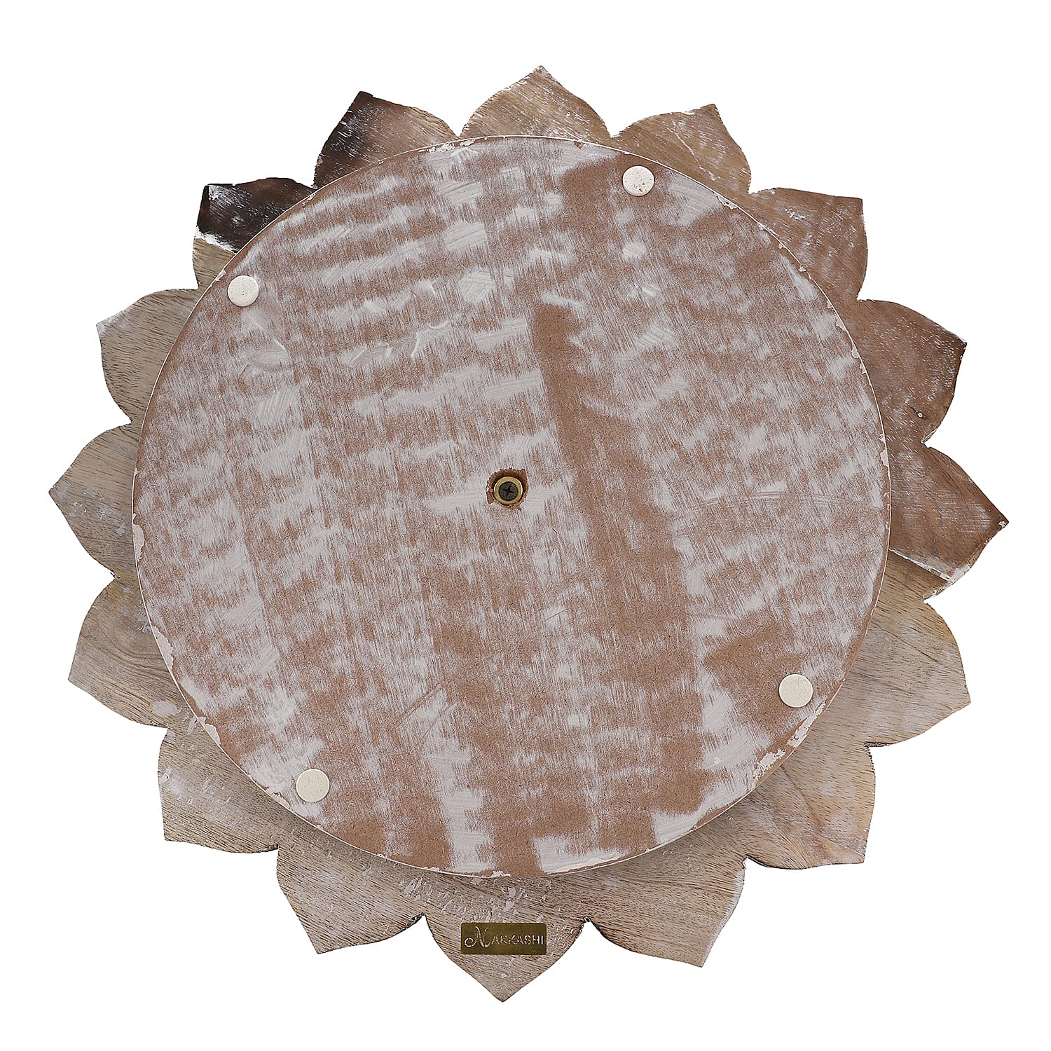 Handmade Mango Wood Carved Rotating Tray (Dia 40.62cm) 3519045 5