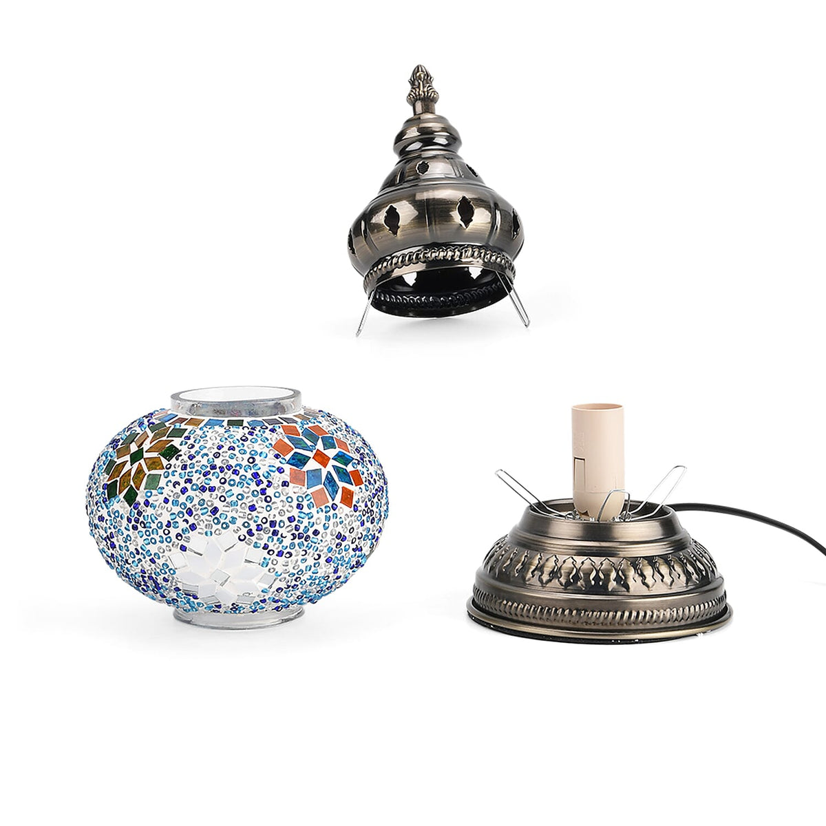 Handmade Moroccan Style Mosaic Table Lamp - Multicolour 8126197 4