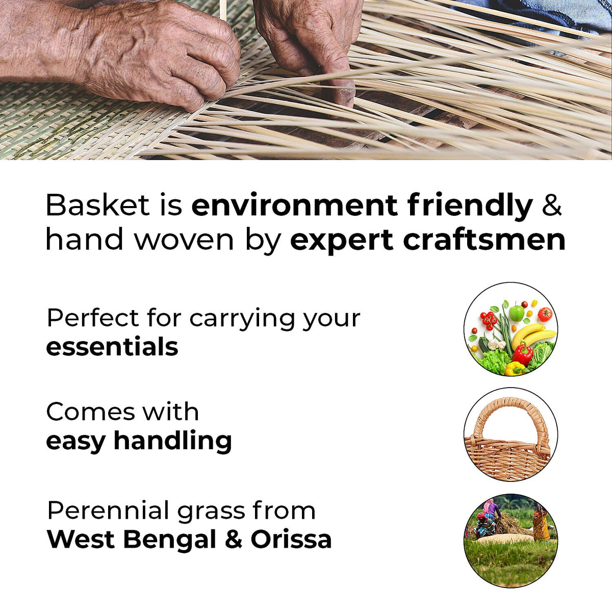 Handmade Sabai Grass Vegetable Holder Basket for Kitchen and Home - Brown 7886763 4
