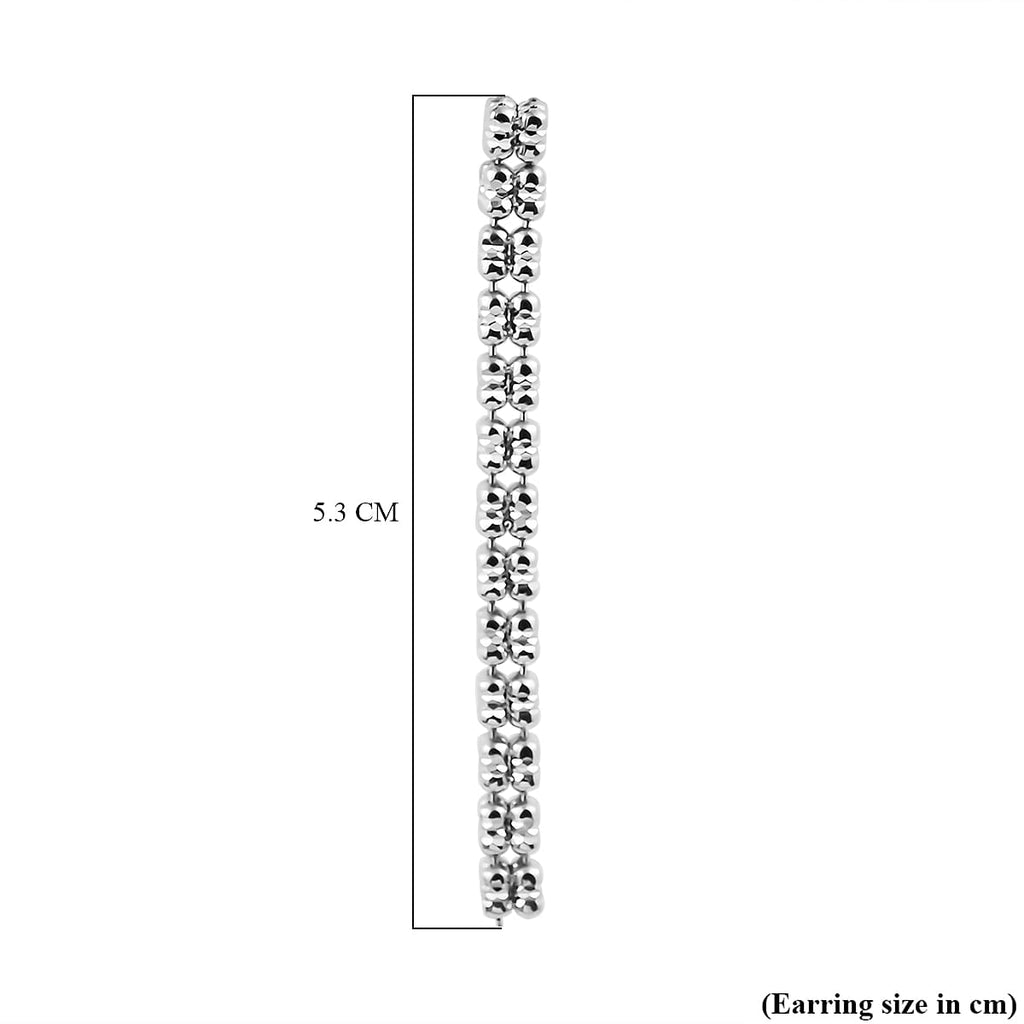 Handmade in Italy - Rhodium Overlay Sterling Silver Diamond Cut Square Earrings