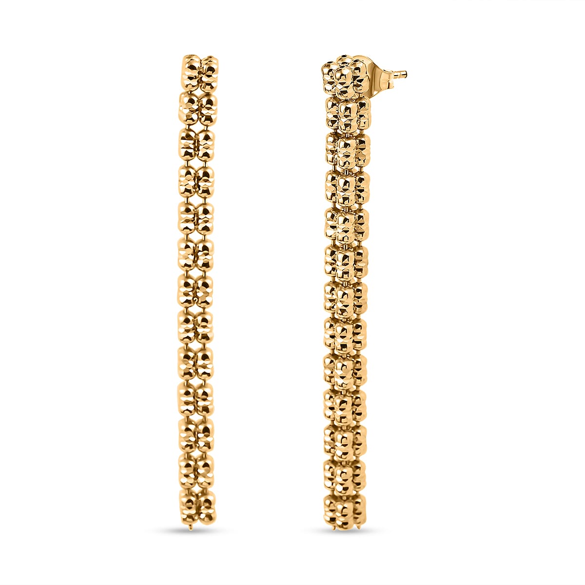 Handmade in Italy - Yellow Gold Overlay Sterling Silver Ice Square Earrings 7724038 0