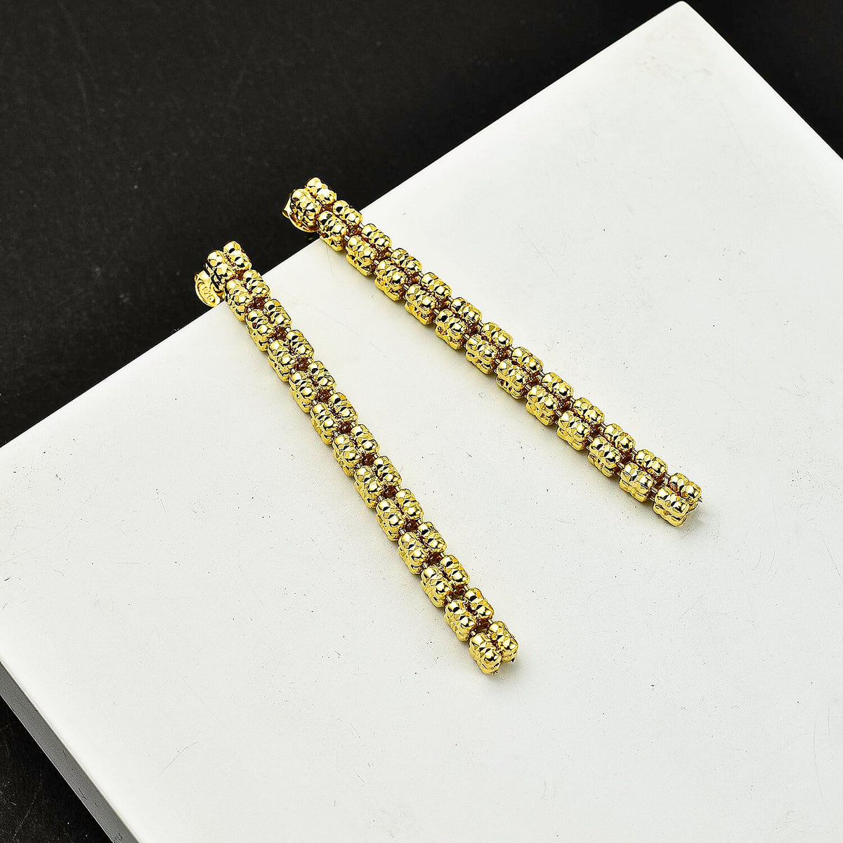Handmade in Italy - Yellow Gold Overlay Sterling Silver Ice Square Earrings 7724038 1