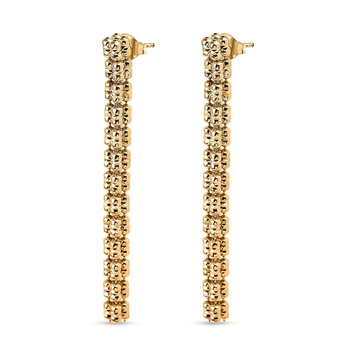 Handmade in Italy - Yellow Gold Overlay Sterling Silver Ice Square Earrings 7724038 3