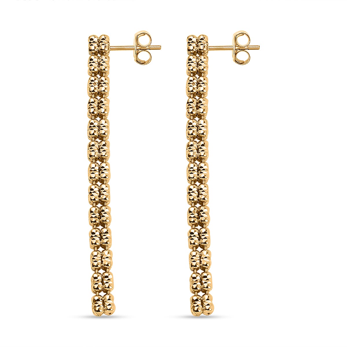 Handmade in Italy - Yellow Gold Overlay Sterling Silver Ice Square Earrings 7724038 4