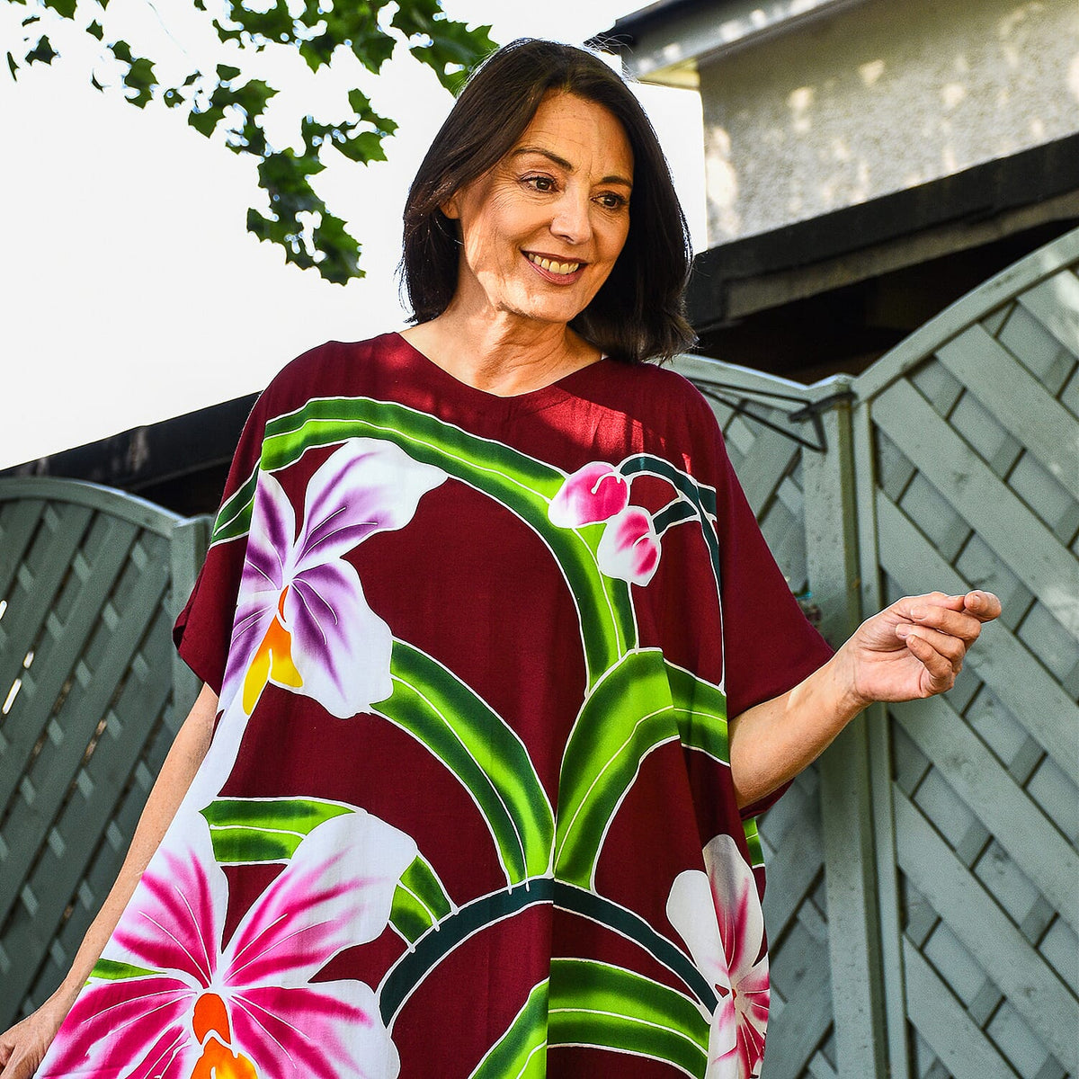 TAMSY Handpainted Floral Pattern Maxi Kaftan Dress 8892657 3