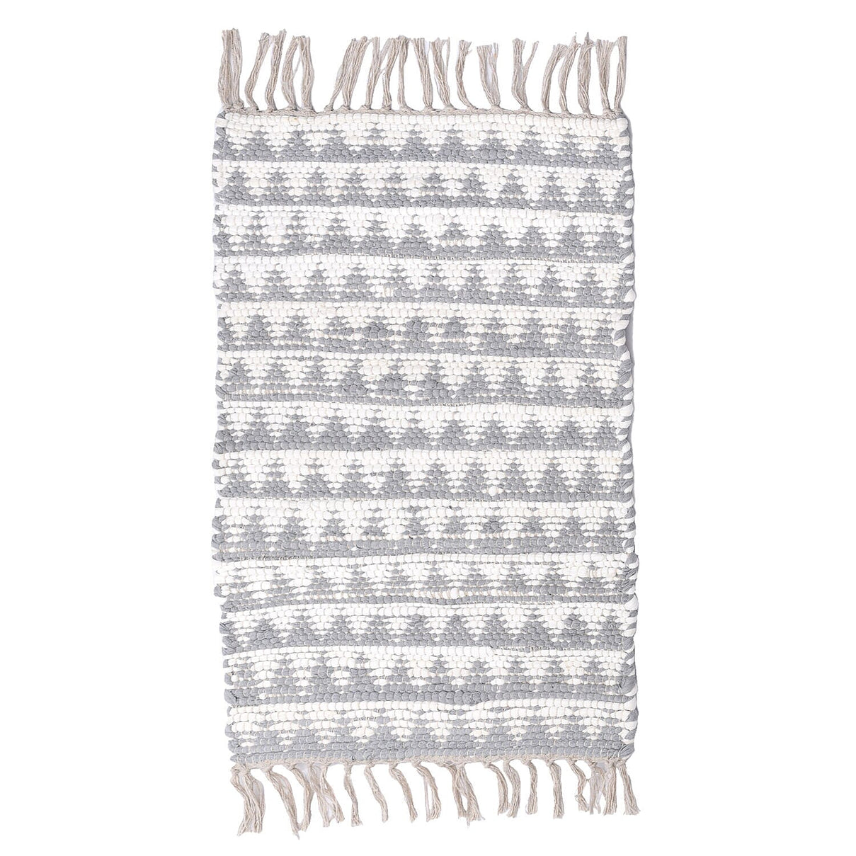 Handwoven Cotton Rag Mat (Size 90x60) - White &amp; Grey 7263613 1