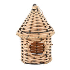 Rattan Weaved Hut Shape Steel Bird House - Natural