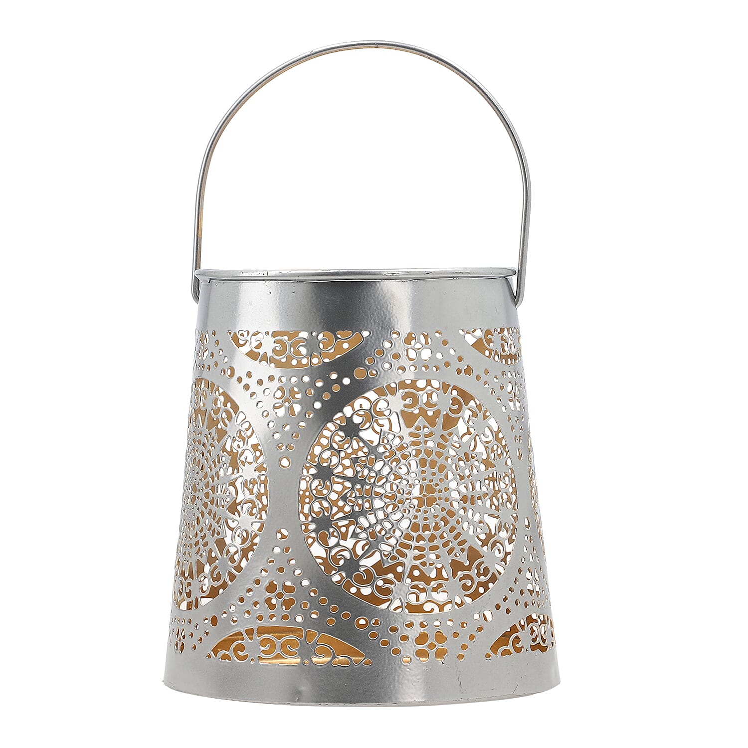 Set of 2 - Stunning Metal Etched Mandala Pattern Hanging Lantern (Size 15x15x13 cm) - Silver 7510772 8