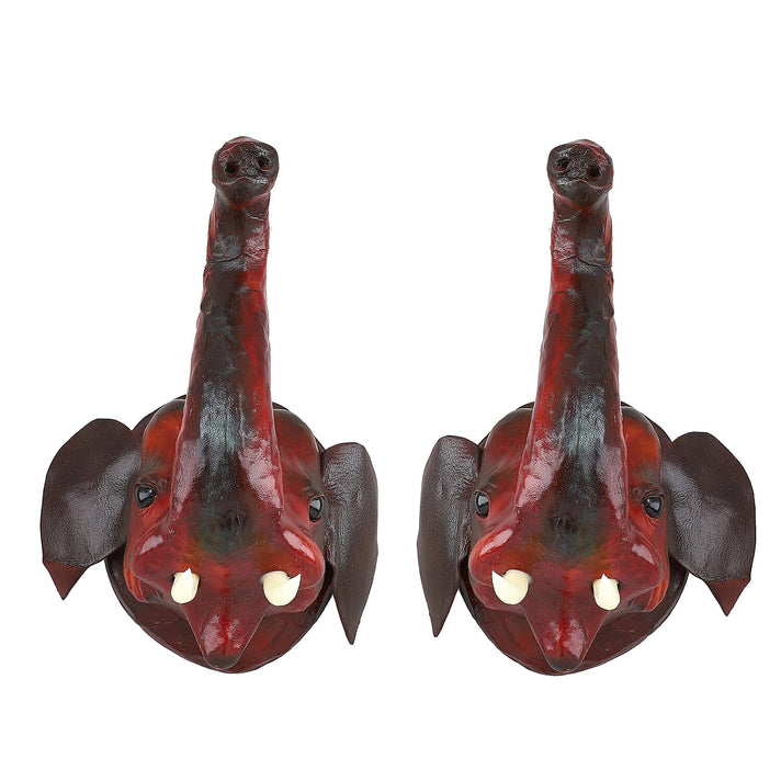 Boutique Collection - Set of 2 Genuine Leather Home Decor Elephant Wall Hangings V32731839 1