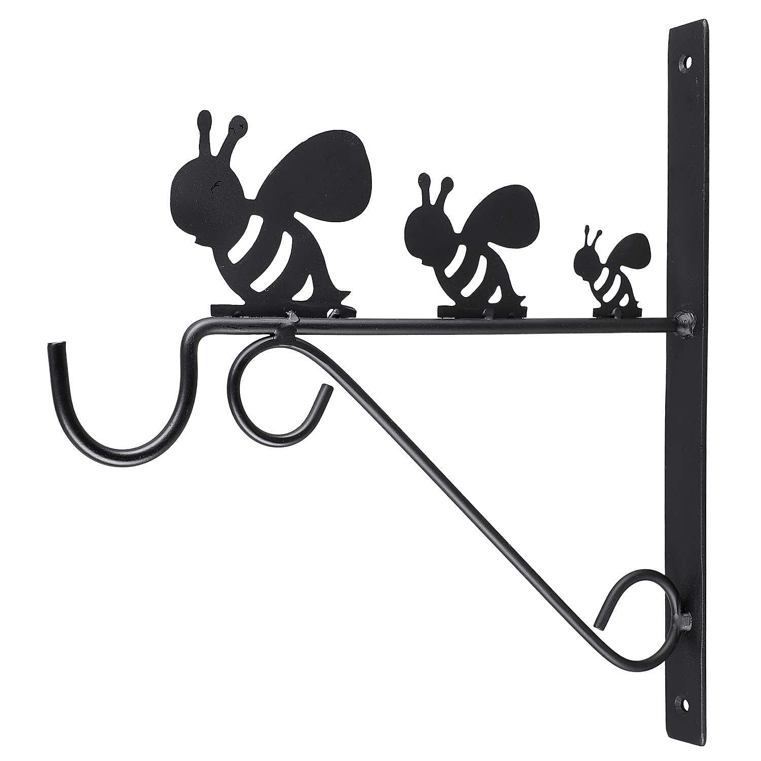Set of 2 Honeybee Garden Hanging Basket Bracket - Black 7699963 4