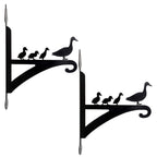Set of 2 Hanging Basket Wall Duck Bracket Hook For Garden - Black