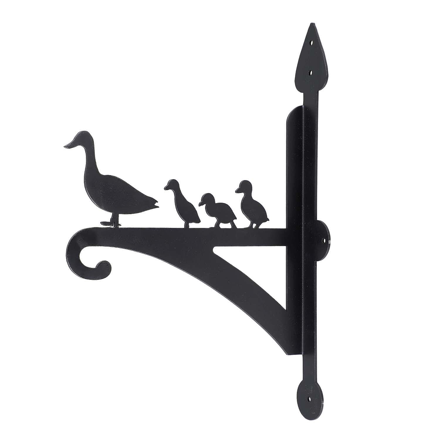 Set of 2 Hanging Basket Wall Duck Bracket Hook For Garden - Black 7700151 4