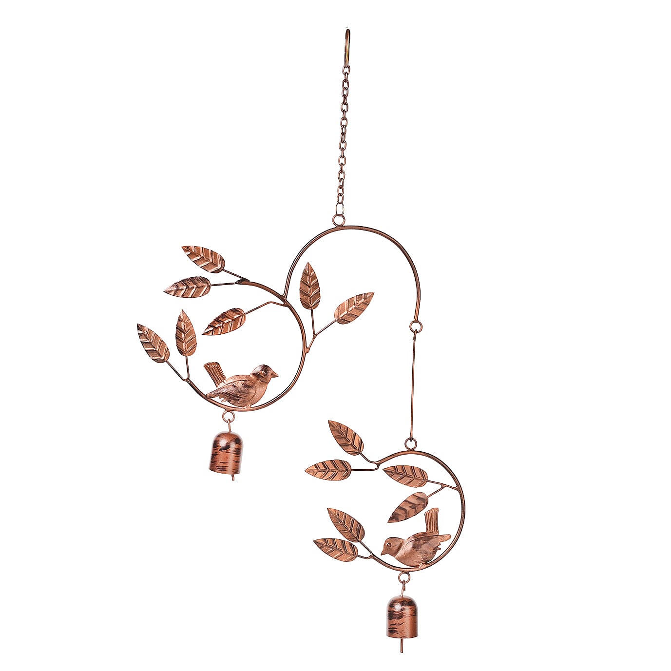 Handmade Hanging Leaves with Sparrows Iron Wind Chime (46 cm) - Golden 8060285 0