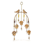Handmade Hanging Bird House Iron Wind Chime (45 cm) - Golden