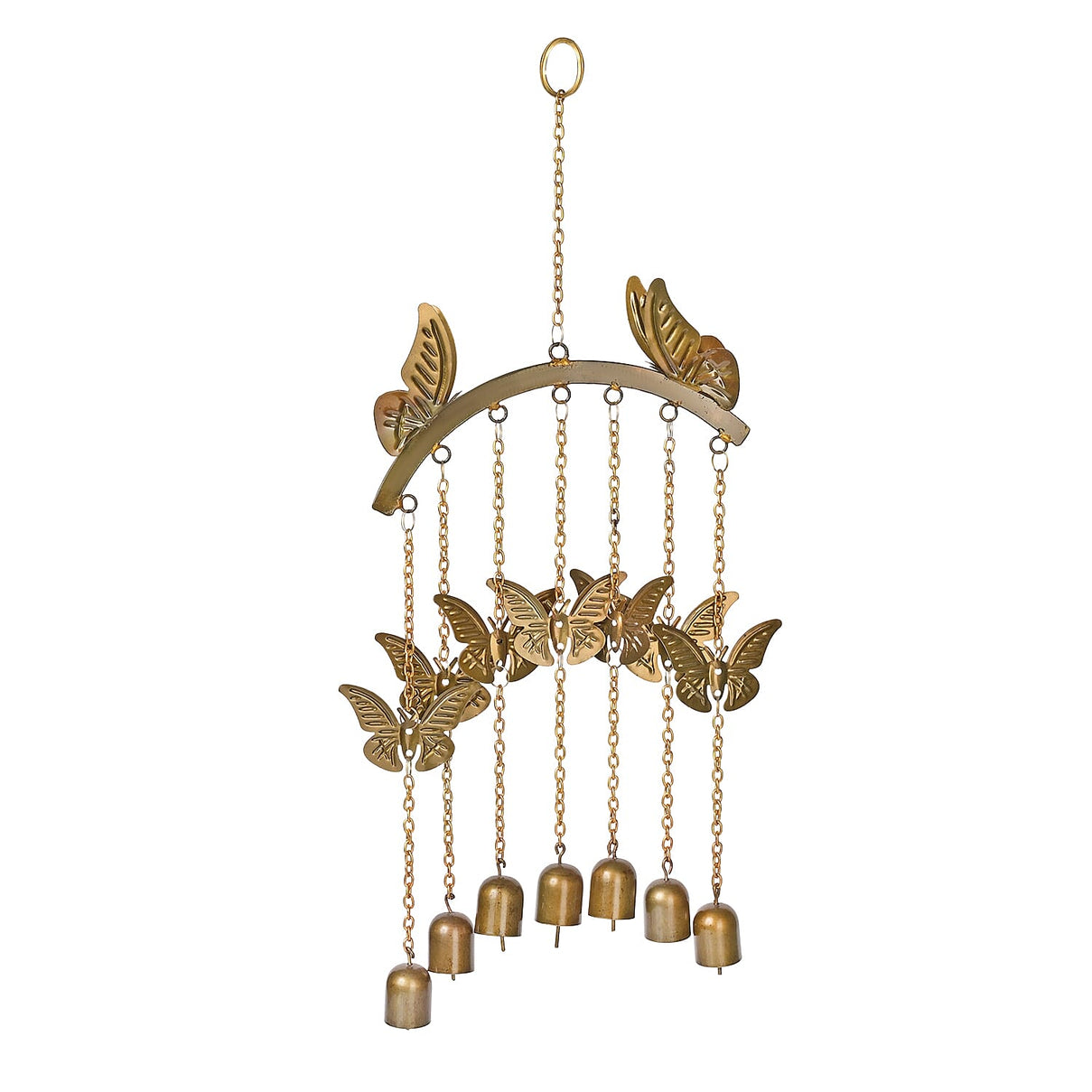 Handmade Iron Butterfly With Bells Wind Chime (51 cm) - Golden 8429467 0