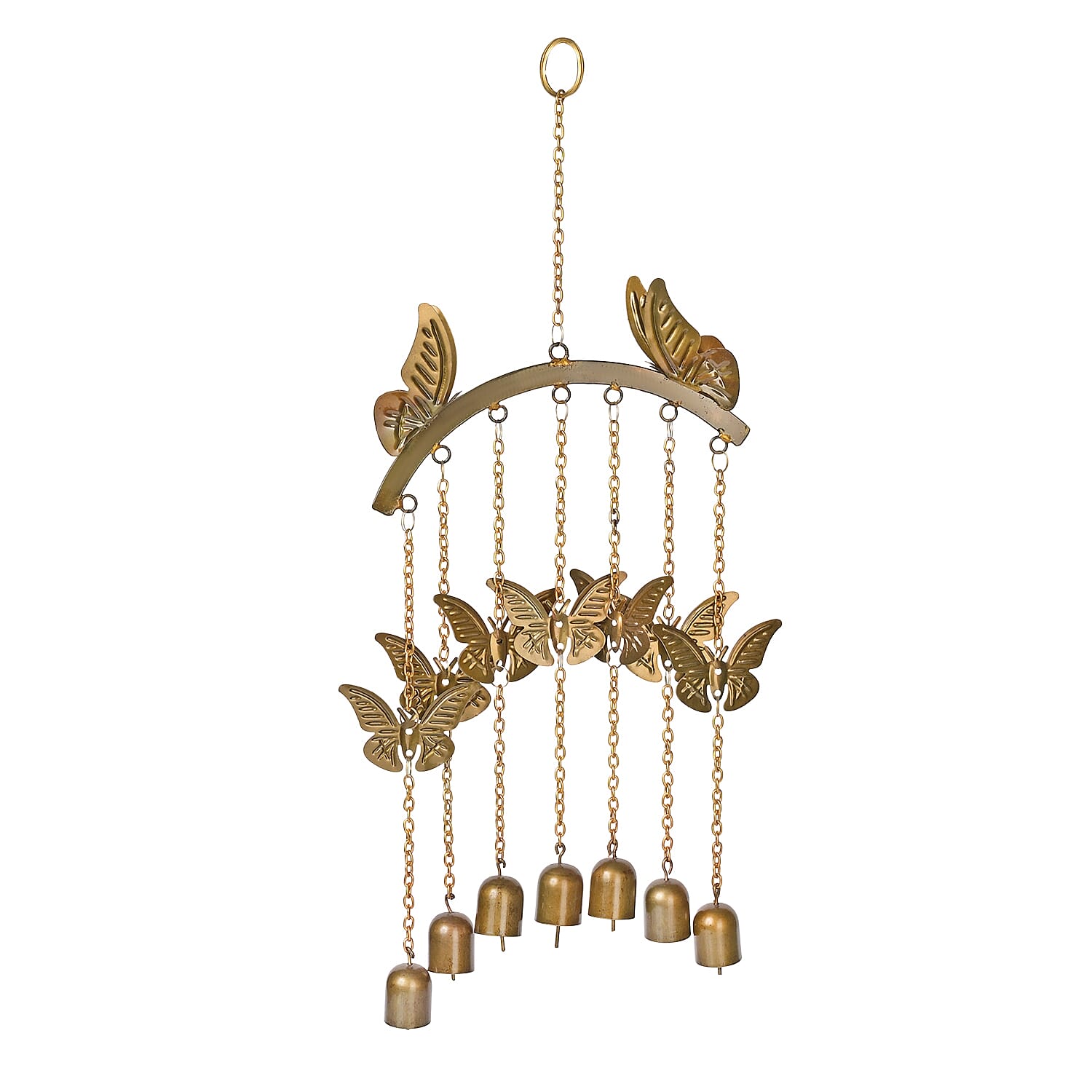 Handmade Iron Butterfly With Bells Wind Chime (51 cm) - Golden 8429467 0