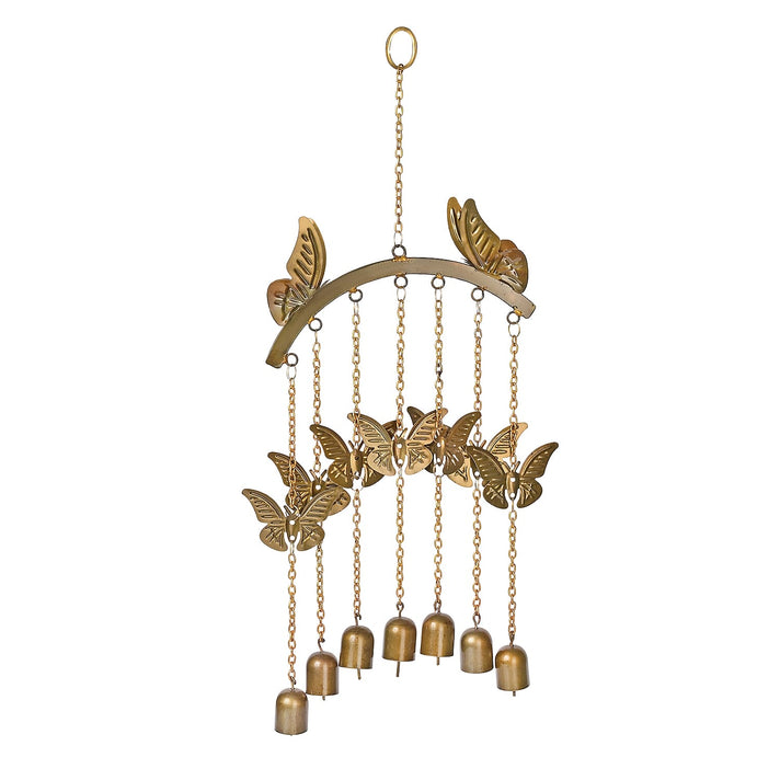 Handmade Iron Butterfly With Bells Wind Chime (51 cm) - Golden 8429467 1