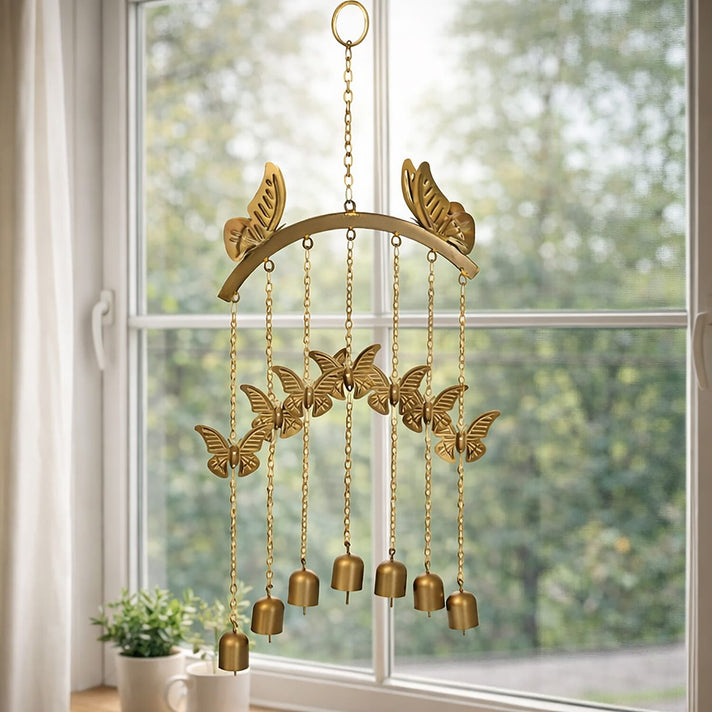 Handmade Iron Butterfly With Bells Wind Chime (51 cm) - Golden 8429467 2