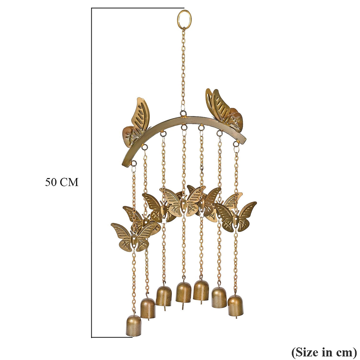 Handmade Iron Butterfly With Bells Wind Chime (51 cm) - Golden 8429467 6