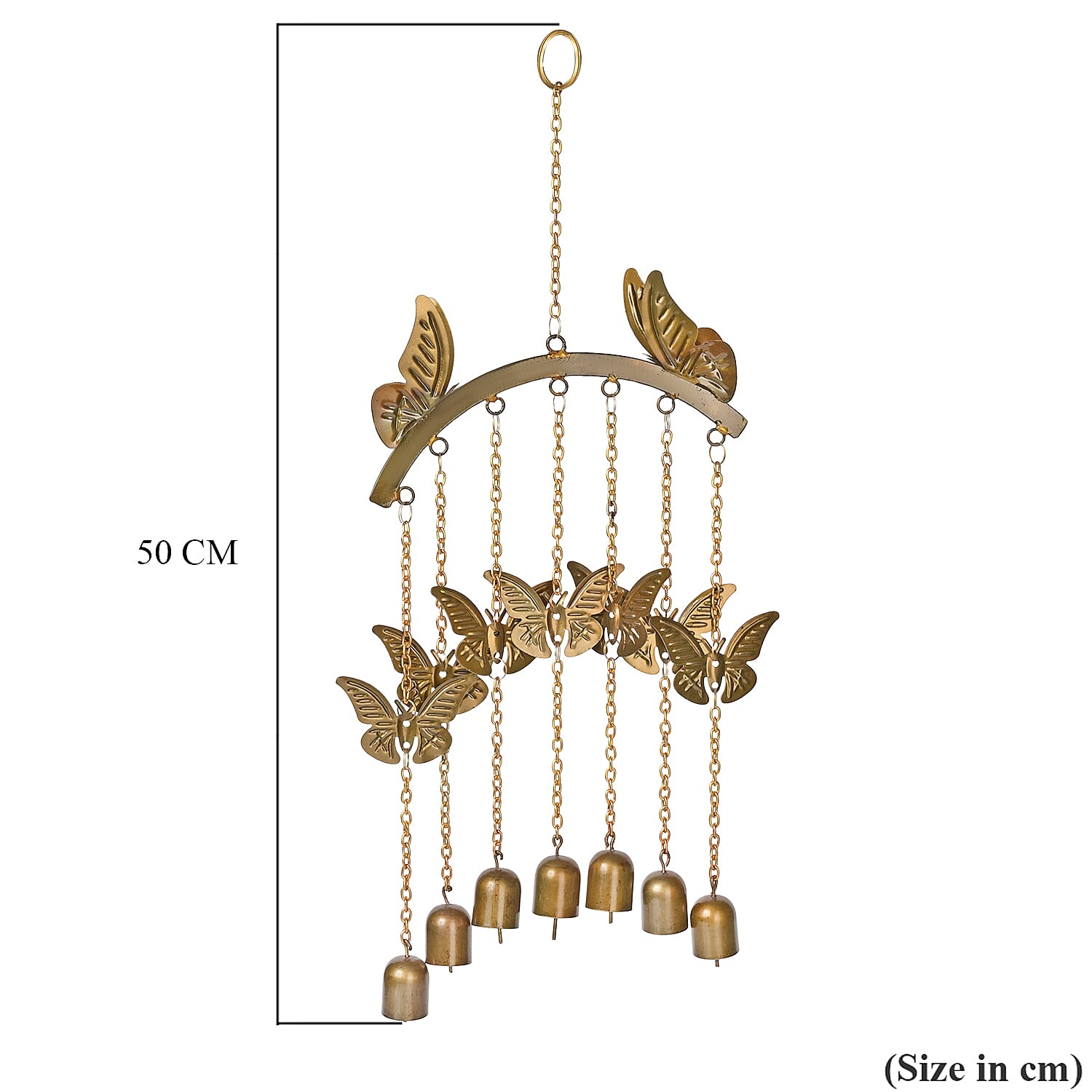 Handmade Iron Butterfly With Bells Wind Chime (51 cm) - Golden 8429467 6