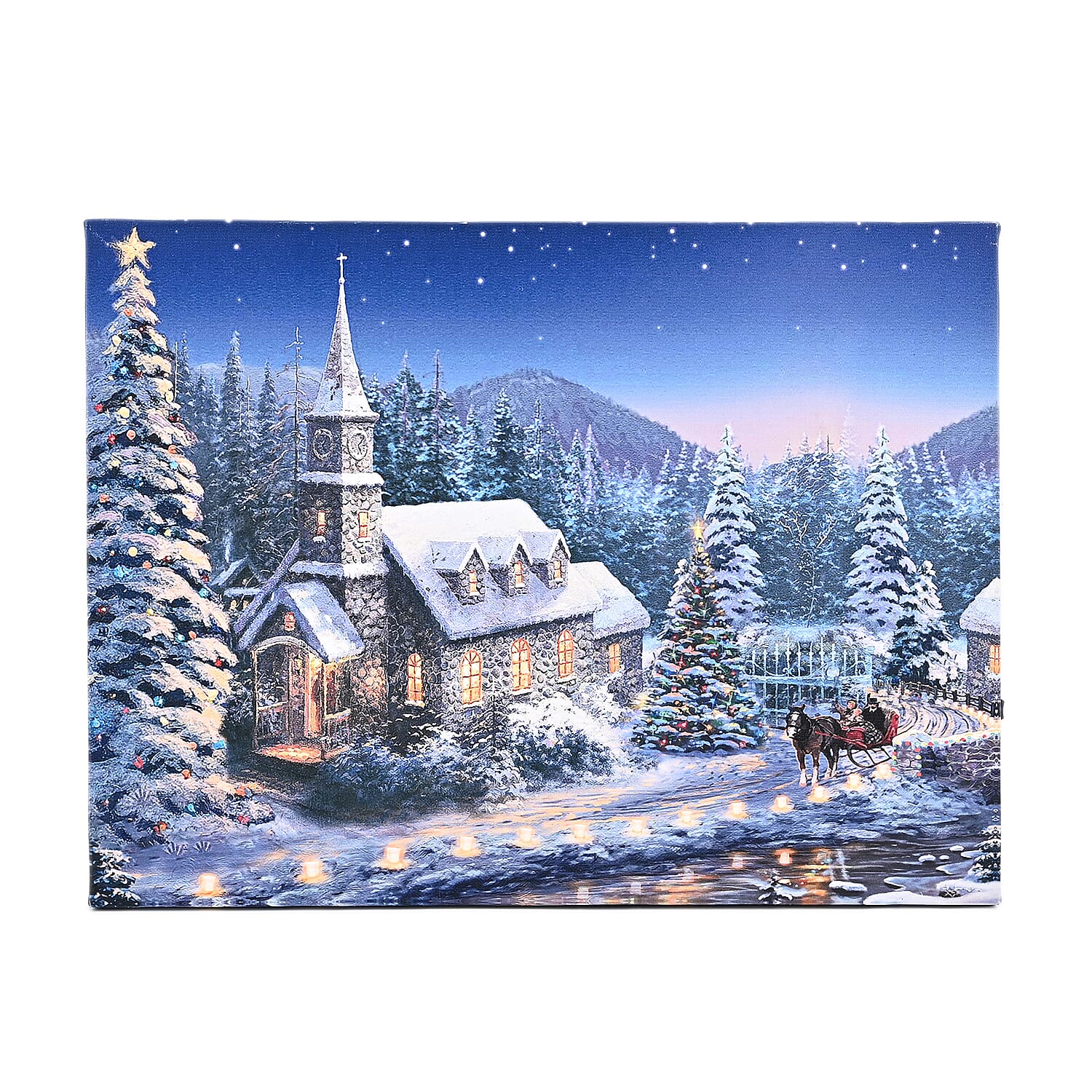 Christmas Idyllic LED Lit Scene (30 x 40cm) - Snow Church 8195188 0