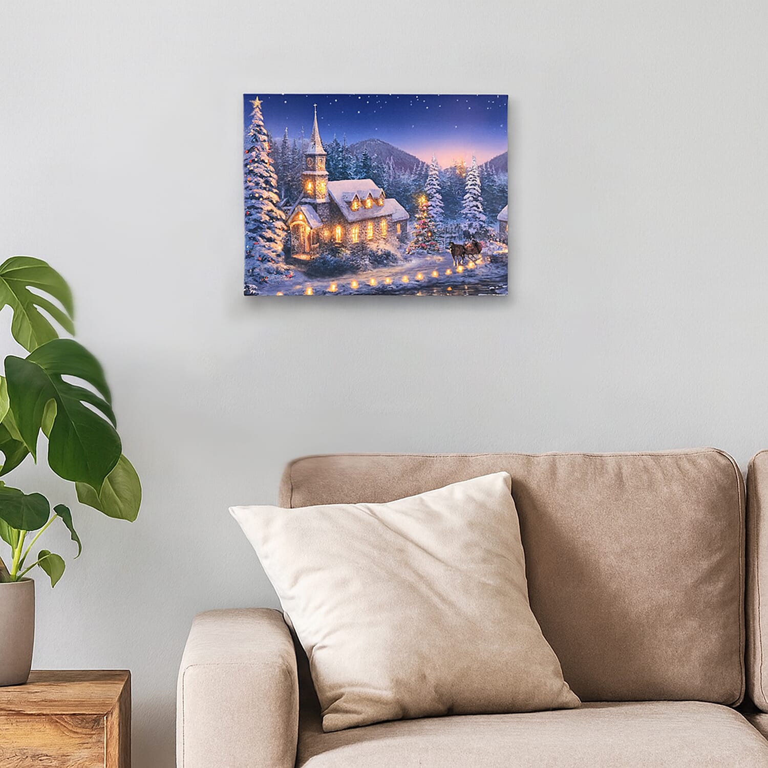 Christmas Idyllic LED Lit Scene (30 x 40cm) - Snow Church 8195188 2