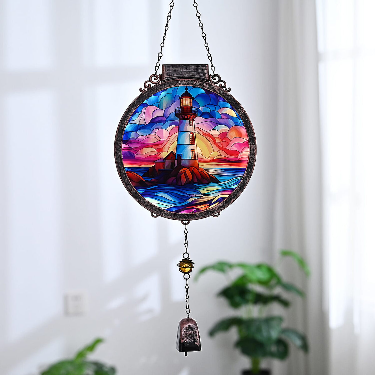 LIVMORE Decorative Solar Light House Suncatcher with 38 Warm White LEDs - Multicolour V32532665 2