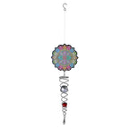Rotating Mandala Wind Chime (15cm) - Kinetic Metal Spinner with Spiral Tail (22.5cm) - Black