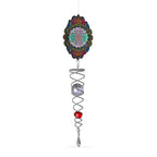 Rotating Mandala Wind Chime (15cm) - Kinetic Metal Spinner with Spiral Tail (22.5cm) - Black