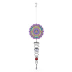 Rotating Mandala Wind Chime (15cm) - Kinetic Metal Spinner with Spiral Tail (22.5cm) - Pink